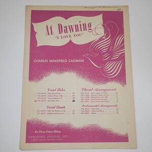 RARE Sheet Music At Dawning I Love You, Low Voice E Charles Wakefield  1906 #SM2